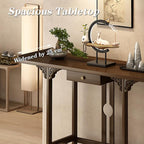 Bamboo Console Table with Drawer, Small Sofa Tables with Open Shelf, Chinese - Image 4