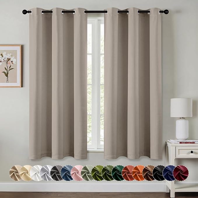 MIULEE Blackout Curtains for Bedroom 2 Panels 40 x 63 Inch Long Stone | Thermal by MIULEE