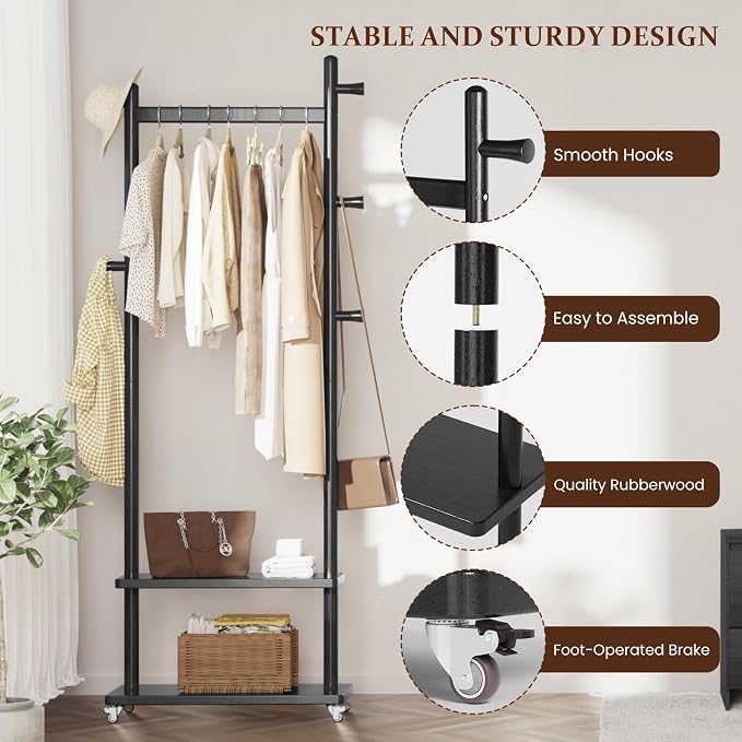 Taitiy Coat Rack Freestanding Clothing Rack - Image 5