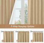 Natural Linen Full Blackout Window Curtains - Image 9