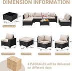 Jing's Villa 9-Piece Patio Furniture Set, All-Weather Outdoor Wicker Sectional - Image 7