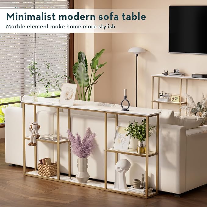 WOHOMO Gold Console Table, 3-Tier Small Entryway Table - Image 7
