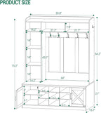 Hzuaneri 59.8" Hall Tree, LED Farmhouse Entryway Storage and Coat Rack Wood - Image 3