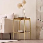 LumFurn Round Glass End Table, Mid-Century Modern Design Sofa Table - Image 4