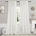 Linen Light Filtering Curtains 96 Inches Long 2 Panels Long Ivory Semi Sheer by Nanspring