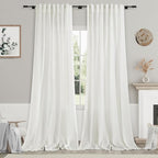 Ivory Linen Curtains 92 Inch Length 2 Panels Set by Nanspring