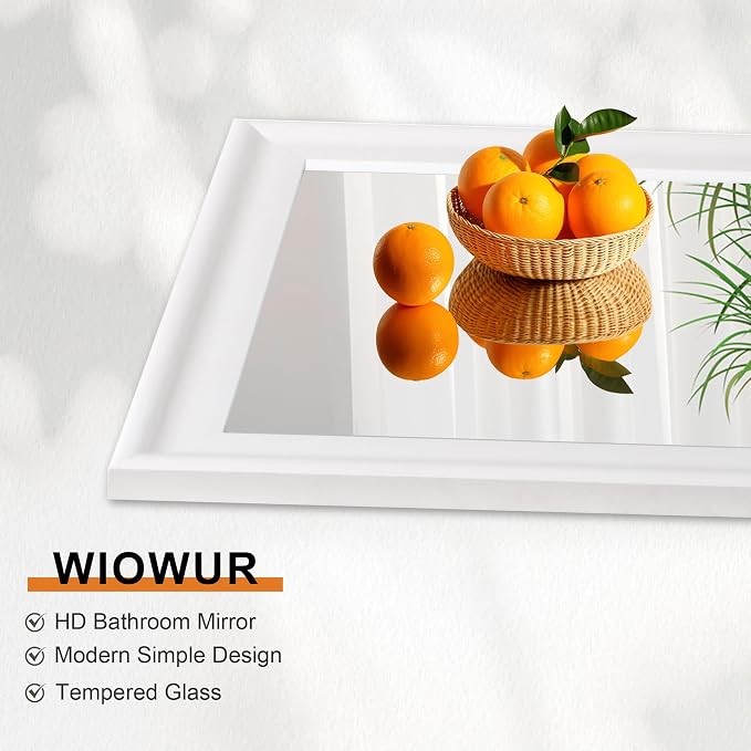 White Mirror for Bathroom, Rectangle Rustic 30 x 36 inch Vanity Mirror for Wall - Image 4