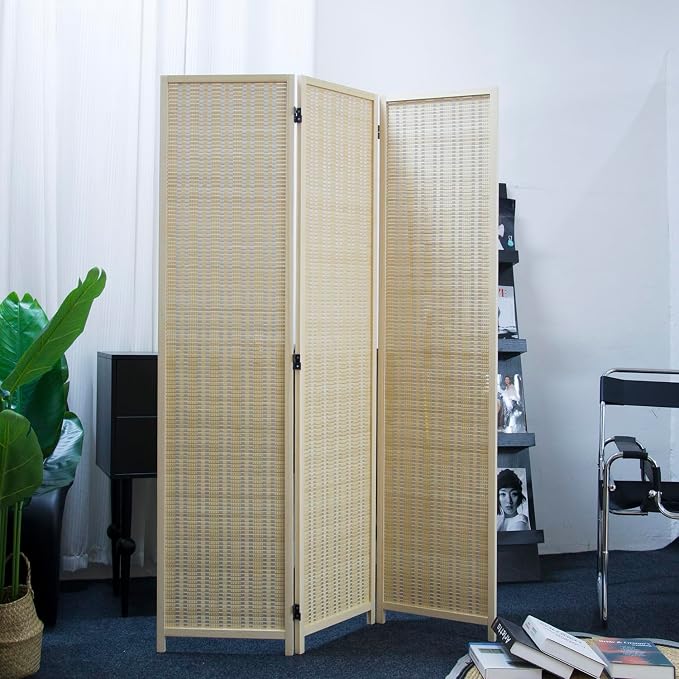 Furnnylane 3 Panel Room Divider and Folding Panel Screen, Bamboo Panel Divider - Image 5