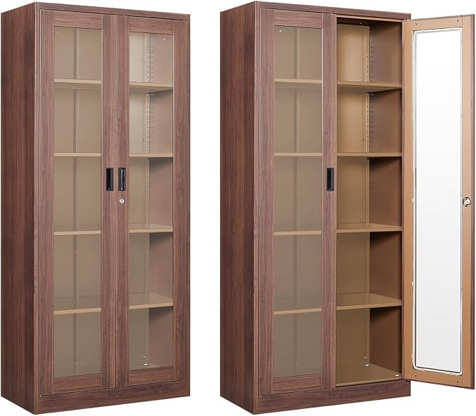 Display Cabinet with Glass Doors, Display Case Cabinet by Anxxsu