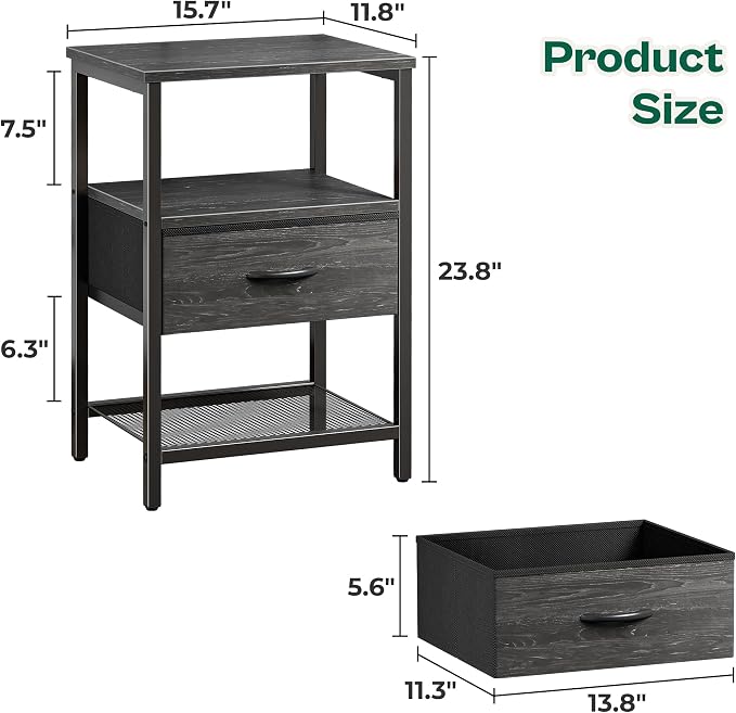 Huuger Nightstand Set of 2, Night Stand - Image 3