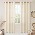 Semi Sheer Linen Curtains for Living Room 80 Inch Length 2 Panels | Beige by LAMIT