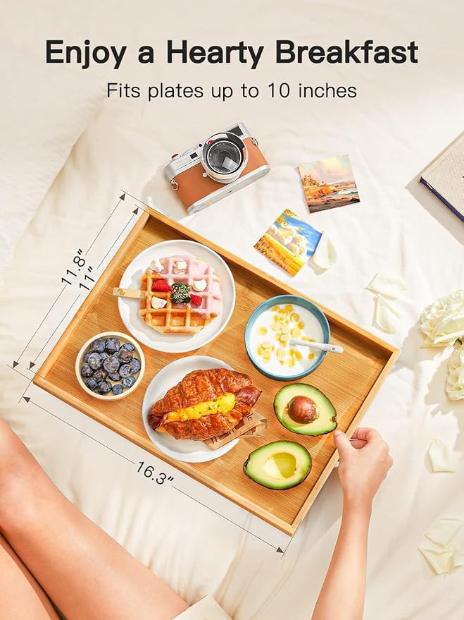 Bamboo Bed Tray Table with Foldable Legs, Breakfast Tray - Image 4