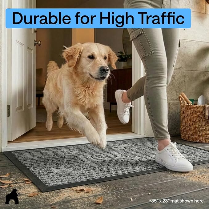 GORILLA GRIP 100% Waterproof All-Season WeatherMAX Doormat, US Designed Natural - Image 7