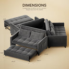 Gizoon 3 in 1 Velvet Sleeper Sofa Bed, 52 Inch 2-Seat Pull Out Couch - Image 3