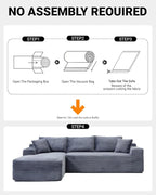 108 Inch Cloud Sectional Couch, Modern Modular Sectional Sofa - Image 4