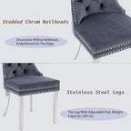KCC Velvet Dining Chairs Set of 2, Upholstered High-end Tufted Dining Room Chair - Image 6