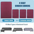 Water Repellent L Shaped Couch Covers 4 Pieces Sofa Seat Cushion Slipcovers - Image 7