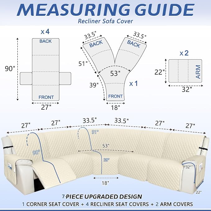 Arfntevss Recliner Sectional Couch Covers 1OO% Waterproof L Shape Sofa Cover - Image 2
