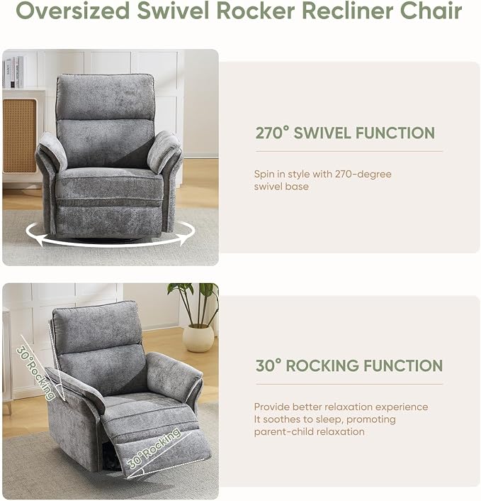 Oversized Power Recliner Chair Swivel Glider - Image 4