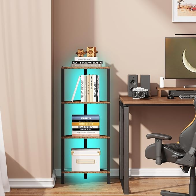 TUTOTAK Corner Shelf, 4-Tier Corner Bookshelf by ChoosetutotakFurnitureBuildYourCozyHome