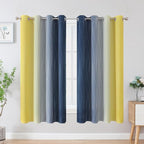 Navy Blue and Yellow Ombre Blackout Curtains - Image 2