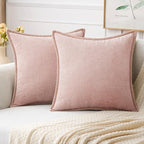 MIULEE Decorative Couch Throw Pillow Covers 16x16 Inch Pink 2 Pack | Farmhouse by MIULEE