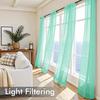 MIULEE Aqua Sheer Curtains 108 Inches Long 4 Panels 42 x 108 Inches | Light - Image 4