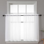 Chyhomenyc White Sheer Curtains 30 inch Length 2 Panels | Light Filtering by Chyhomenyc