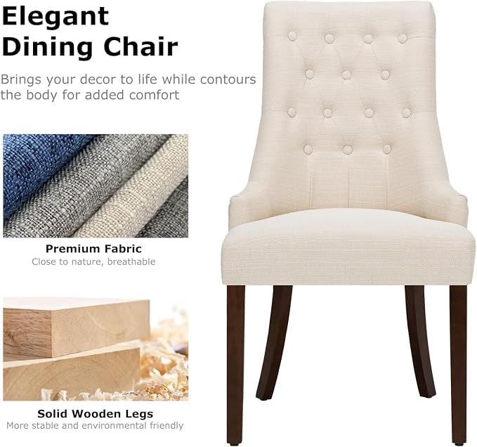 COLAMY Fabric Side Dining Chairs Set of 6, Wingback Upholstered Dining Room - Image 5
