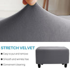 Ottoman Cover, Stretch Rectangle Velvet Ottoman Slipcovers of Foot Stool - Image 3