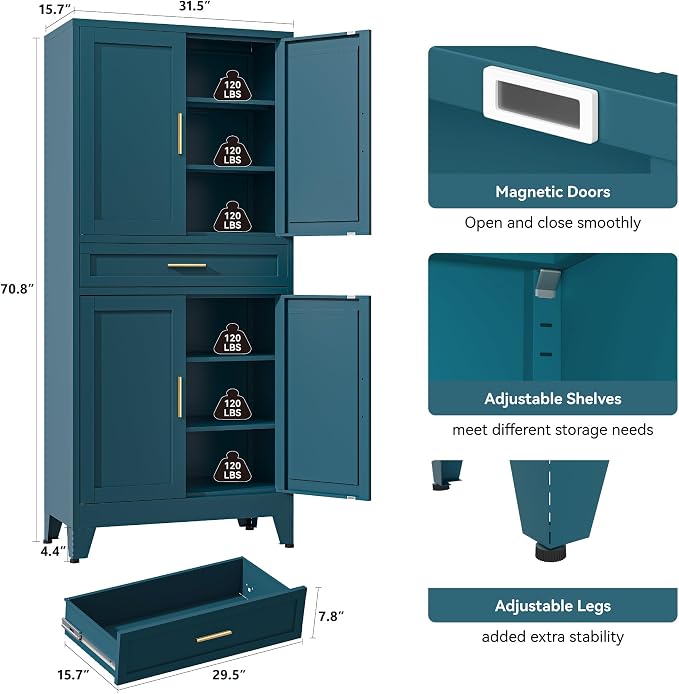 YAUWOH 71''Tall Kitchen Pantry Cabinet - Image 3