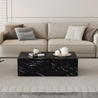 Coffee Table Living Room Table, Modern Black Faux Marble Center Couch Table - Image 6