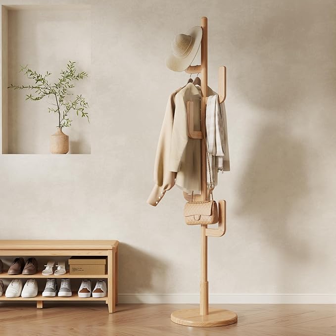 Muwuele Solid Wood Cactus Coat Rack, Freestanding Coat Rack by Muwuele