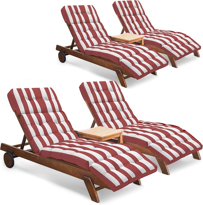 Outdoor Chaise Lounge Chair Cushion Set of 4, Waterproof 74.4 x 22 x 4.7 Inches by Tycdiose