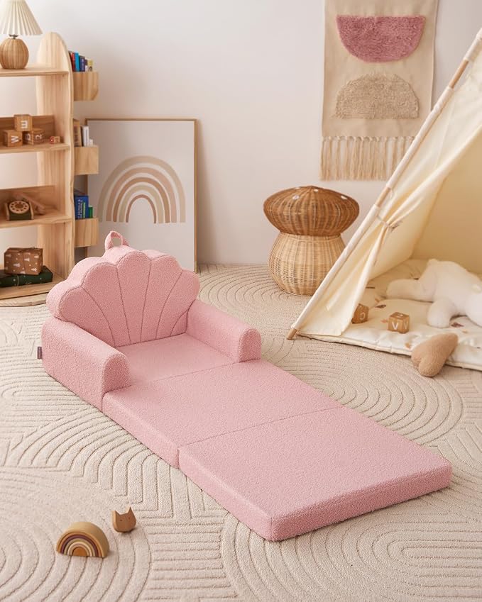 Blissful Diary Kids Couch, 2-in-1 Soft Toddler Couch Fold Out, Toddler Chair - Image 9