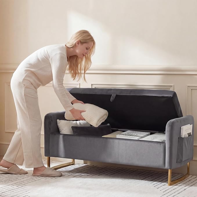 48" End of Bed Bench, Modern Storage Benches - Image 6