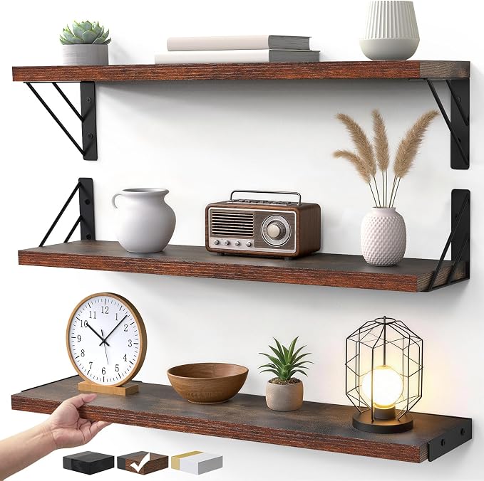 BAYKA 23-in Floating Wall Shelves, Rustic Wood Wall Shelves by Bayka