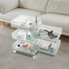 5 Tier Storage Cabinet, 360° Rotating Sofa Side Cabinet, Mobile Bedside Table - Image 4