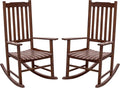 Flamaker Acacia Wood Patio Rocking Chair Set of 2, High Back and Widen Armrest by Flamaker