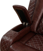 Power Recliner Chair with LED Lights, Leather Manual Recliner 1 Seat, Living - Image 5