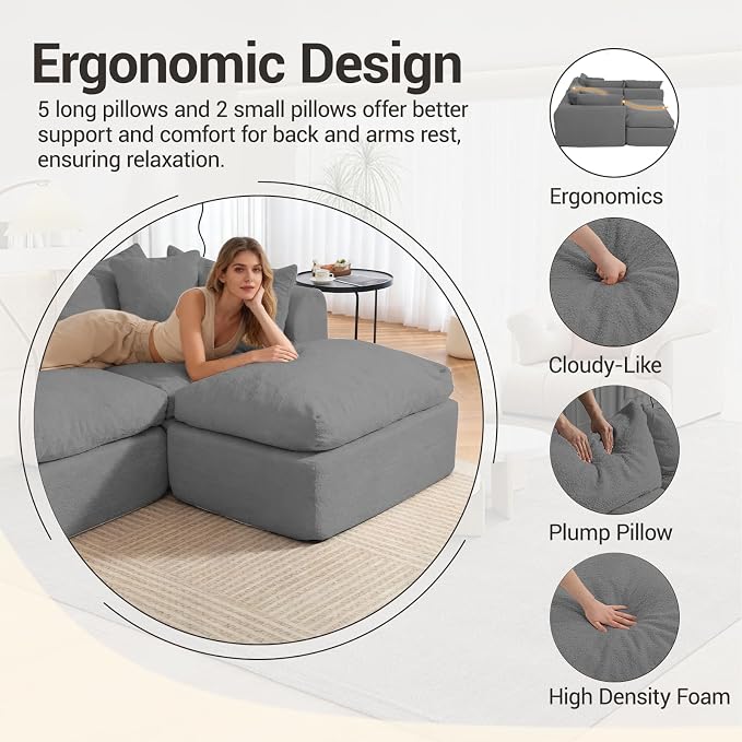Modular Cloud Couch Sectional, Boneless Sofa - Image 6