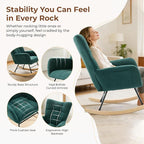 DUMOS Nursery Rocking Chair Teddy Upholstered, Comfy Glider Rocker - Image 4