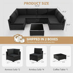 KIGOTY 7-Piece Patio Furniture Set, All-Weather PE Rattan Outdoor Sectional Sofa - Image 2