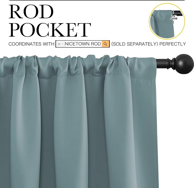 NICETOWN Blackout Curtains for Bedroom, 1 Pair, 70 by 63-inch, Window Treatment - Image 2