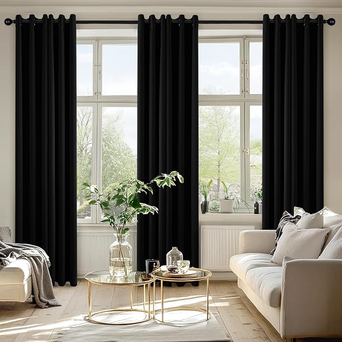 MIULEE Blackout Curtains for Bedroom 2 Panels 40 x 72 Inch Long Black | Thermal - Image 6