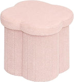 Boucle Storage Ottoman Cube, 13.8" Flower-Shaped Footstool by Unknown