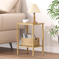 2 Tier Bamboo End Table, Narrow Side Table by Atoping