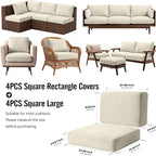 8Pcs Outdoor Cushion Covers, Stretch Patio Furniture Couch Chair Slipcovers | - Image 2