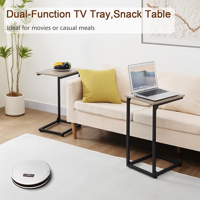 AMHANCIBLE C Shaped Side Table, End Tables Living Room Set of 2, Slide Under - Image 8