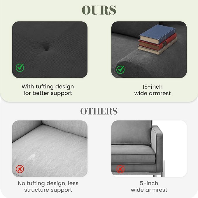 GRUSIGN 118'' Modular Sectional Oversized Boneless Couch, Tufted Cloud - Image 6